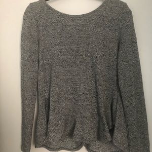 Grey/black long sleeved peplum top